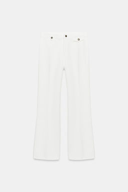 JEANS ZW COLLECTION FLARE TIRO ALTO / Blanco - Zara фото 6