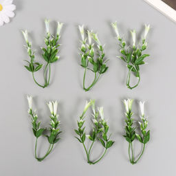 Искусственное растение для творчества «Гиппеастриум», набор 6 шт., бело-зелёный, 11.5 см