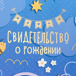 Свидетельство о рождении Радуга и облака тиснение, фиолетовый фон, А5 - Дарим Красиво фото 2