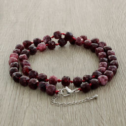 Бусы Текта из рубина (Африка) 7мм граненый куб, длина 46 см - Agat77 фото 2