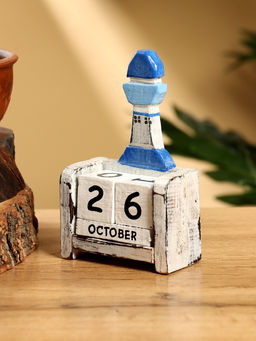 Календарь настольный Маяк, 7411 см, дерево, бело-синий