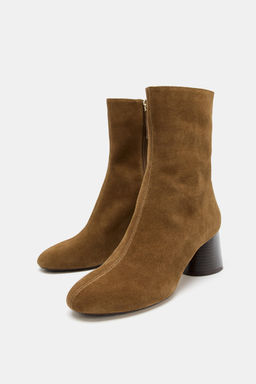 SPLIT SUEDE BLOCK HEEL ANKLE BOOTS - Zara фото 3