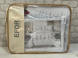 КПБ EFOR SATIN Эмилия (№3 РОЗА) с одеялом с вышивкой A.MAVI светло-голубой евро