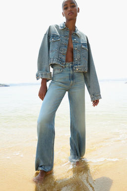 WIDE-LEG HIGH-WAIST RIPPED TRF JEANS