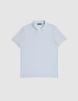 A__k Mavi Slim Fit %100 Pamuk Apa_ Yaka Ti__rt