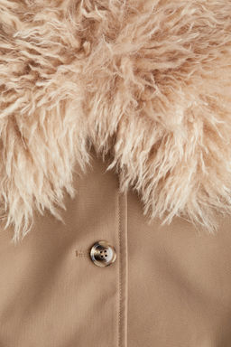 Abrigo de sarga con cuello efecto pelo - H&m фото 6