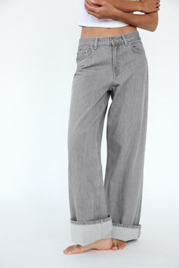 TRF WIDE-LEG HIGH-WAIST JEANS WITH TAB DETAIL - Zara фото 2