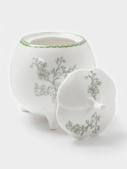 Сахарница WY Bloomware, 300 мл, 12×9 см, фарфор, зелёная, белая