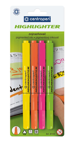 Centropen Набор текстовыделителей 1-4 мм 4 цв. СК/Распродажа перо скошенное 8722/4