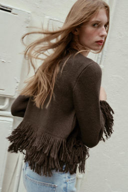 FRINGED KNIT CARDIGAN