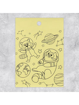 Цена за 10 шт. Наклейки детские «Космические животные», раскраска на обороте, 11×15.5 см