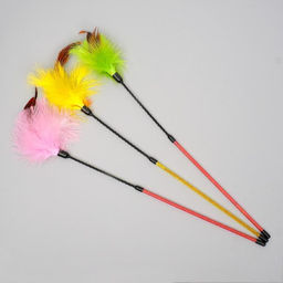 Дразнилка Пушок с ушками, двойная ручка жёсткая/гибкая, 50 см, микс цветов - Пижон фото 3