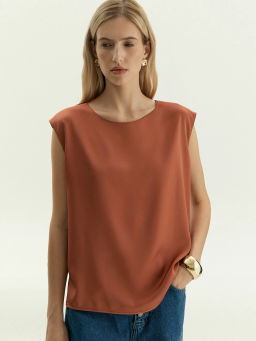 Блузка без рукавов, B2815/squirrel - Emka фото 3