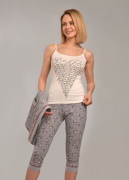 Комплект с халатом ЗАЙКА МОЯ : халат + майка + бриджи (серый 3) - Ивановская трикотажная компания фото 3