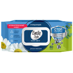 EMILY STYLE влажн.салфетки (80шт) Антибактериальные, с крышкой