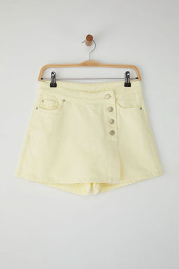 TRENDYOLMILLA Siyah Dugme Detayl? Kruvaze Yuksek Bel Denim Sort Etek TWOSS22SR0448  фото 6
