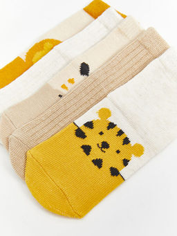 Bask?l? Erkek Bebek Soket ?orap 5li