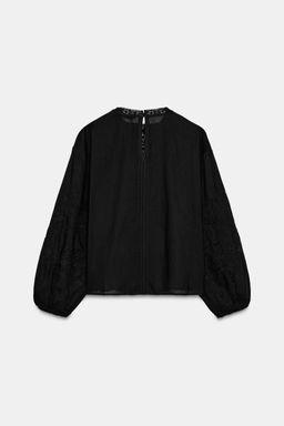 ZW COLLECTION EMBROIDERED SHIRT WITH LACE TRIM