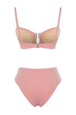 Pembe Straplez Aksesuarl? Simli Brazilian Bikini Tak?m? TBESS24BT00054