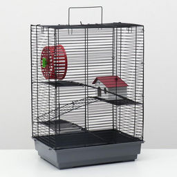 Клетка для грызунов Пижон №5, с 3 этажами, укомплектованная, 41 х 30 х 58 см, серая  фото 3