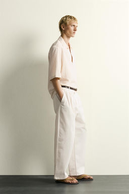 CAMISA POLO RELAXED FIT JACQUARD / Beige claro - Zara фото 4