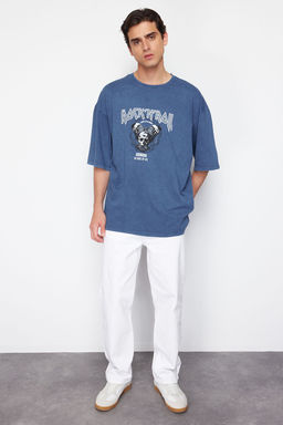 TRENDYOL MAN Siyah Oversize/Genis Kesim Eskitme/Soluk Efektli Rock Bask? %100 Pamuklu T-Shirt TMNSS23TS00167 - Trendyolmilla фото 14