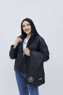 Демисезонная женская куртка весна осень +дутый шарф-косынка 8193