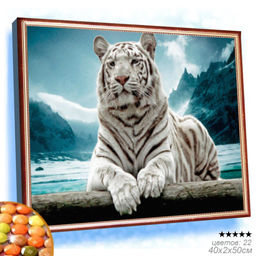 Алмазная мозаика на подрамнике 40x50 Белый тигр / YSG0341 /уп 30/