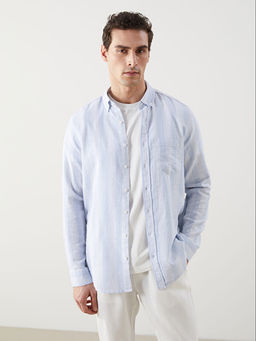 Regular Fit Uzun Kollu ?izgili Erkek G?mlek