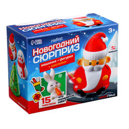 Игровой набор Новогодний сюрприз, с фигуркой, машинкой,15 наклеек, цвета МИКС