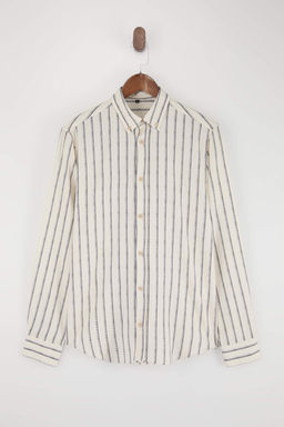 Ekru Keten Kar?s?ml? Salas Dokumlu Gomlek TMNSS25GO00059