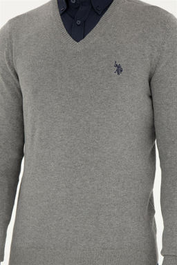Мужской серый меланжевый базовый свитер - U.s. polo assn фото 6