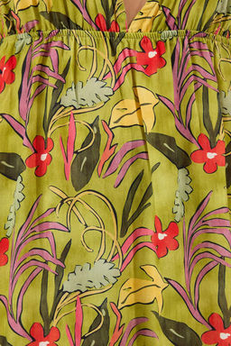 Cicek Desenli Dokuma S?rt Dekolteli %100 Pamuk Maxi Plaj Elbise TBESS25EL00100 - Trendyolmilla фото 3