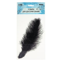 Перо для декора 1 шт., размер — 20.5×7.5 см, чёрное