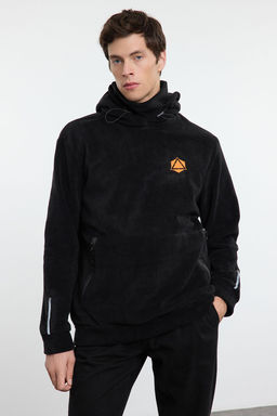 TRENDYOL MAN Premium Antrasit Oversize/Normal Kesim Bask?l? Anti-pilling Polar Sweatshirt TMNAW24SW00122