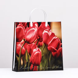 Цена за 10 шт. Пакет Тюльпаны, мягкий пластик, 30?30 см, 120 мкм