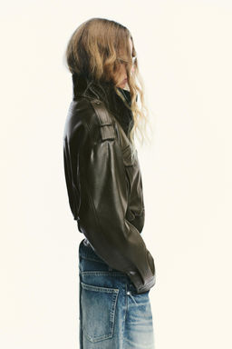 FAUX LEATHER CROP JACKET