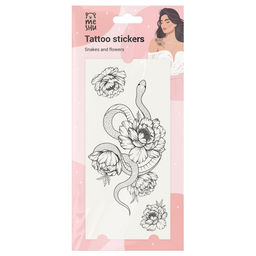Тату переводные MESHU "Snakes and flowers" (MS_65533) 8*17см