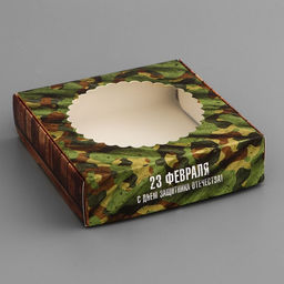Цена за 5 шт. Коробка подарочная сборная с окном, упаковка, «23 февраля», 11.5×11.5×3 см