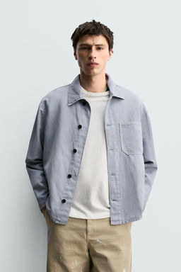 SOBRECAMISA RELAXED FIT ALGOD?N - LINO / Azul - Zara фото 2