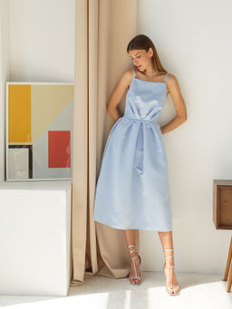 Платье пышное - юбка миди из атласа