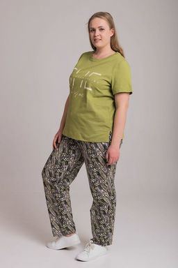 Костюм футболка и брюки М326015Пфч фисташковый/черный - Елена фото 2