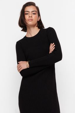 TRENDYOLMILLA Kahverengi Midi Triko Bisiklet Yaka Elbise TWOAW21EL0422 фото 15