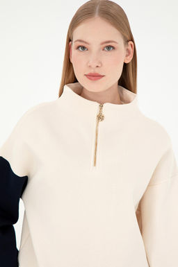 Женский кремовый свитшот Неожиданная скидка в корзине - U.s. polo assn фото 2