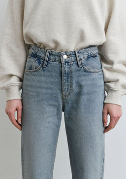 Jane Classic Denim Puslu Ac?k Mavi Jean Pantolon  фото 8