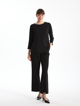 Bisiklet Yaka Parlak Ta?l? Kad?n Bluz