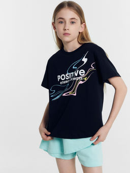 Футболка для девочек черная с печатью - Mark formelle фото 2