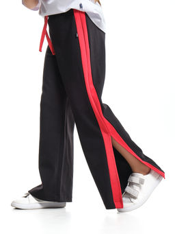 Брюки палаццо для девочки подросткам модные спорт шик 22-7169 черный/красный - Mini maxi фото 10