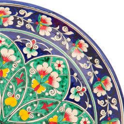 Ляган узбекский Риштанская Керамика «Цветы», d=31 см, синий