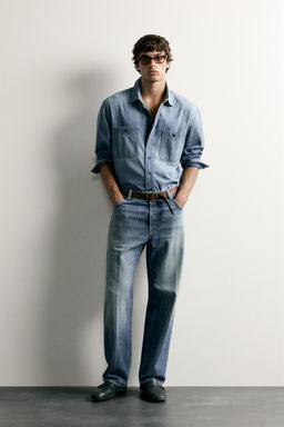 JEANS RELAXED FIT PLANCHADO / Azul